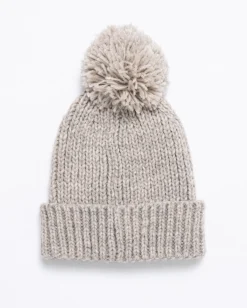 Outlet Academy Embroidered Pom Pom Beanie Womens Beanies & Knits