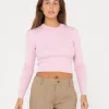 Flash Sale Amelia Cropped Long Sleeve Knit Top Womens Fashion Tops