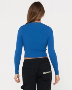 Sale Amelia Cropped Long Sleeve Knit Top Womens Fashion Tops