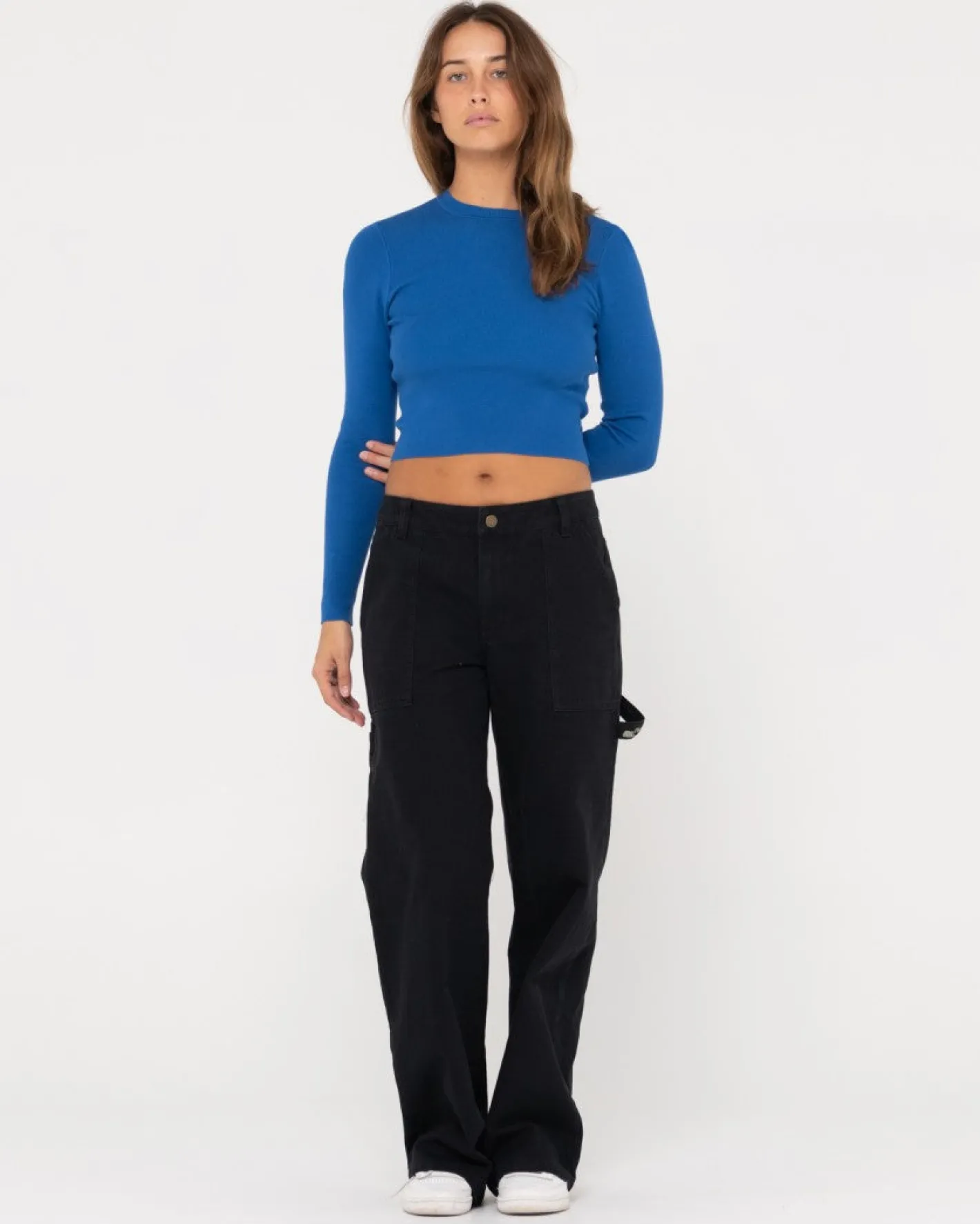 Sale Amelia Cropped Long Sleeve Knit Top Womens Fashion Tops