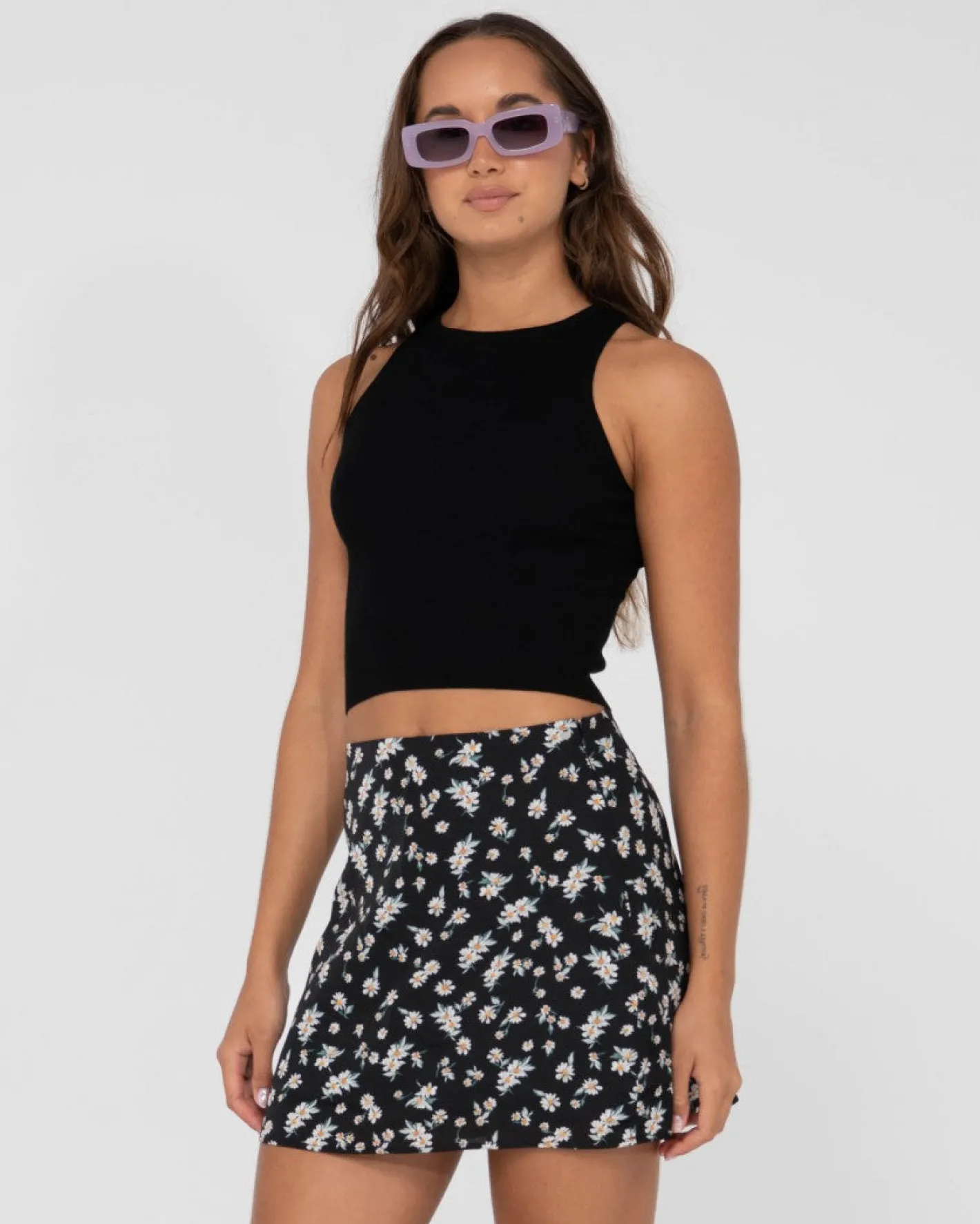 Discount Amelia Knit Racer Crop Tank Top Womens Tees & Tanks