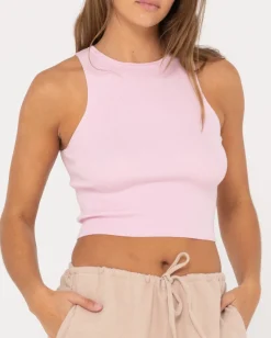 Outlet Amelia Knit Racer Crop Tank Top Womens Tees & Tanks