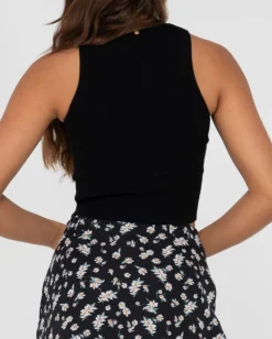 Discount Amelia Knit Racer Crop Tank Top Womens Tees & Tanks