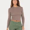 Hot Amelia Skimmer Long Sleeve Knit Top Womens Fashion Tops