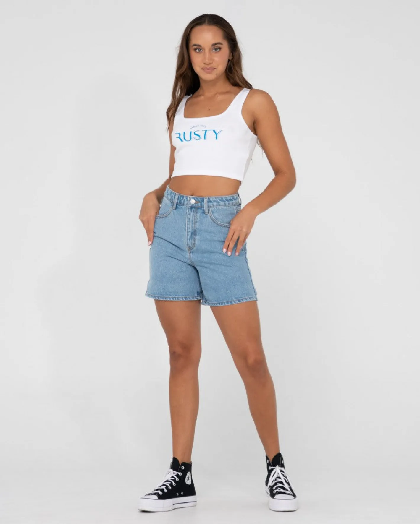 Store 1985 Baby Graphic Crop Tank Top Womens Tees & Tanks