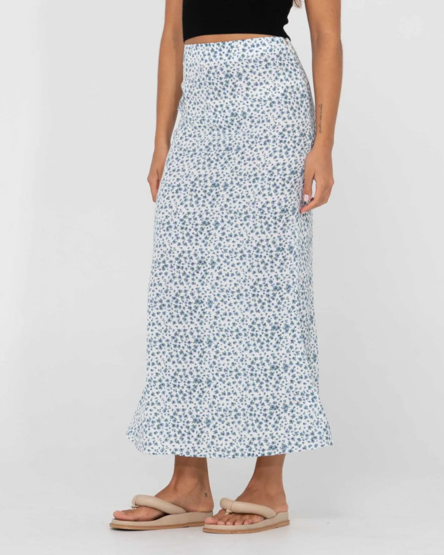 Flash Sale Balnear Floral Printed High Waisted Midi Skirt Womens Skirts