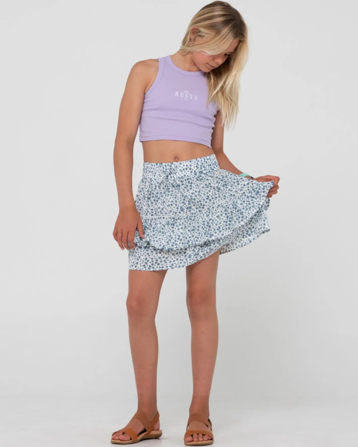 Flash Sale Balnear Floral Printed Mini Skirt Girls Kids Bottoms