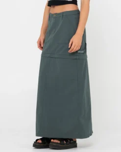 Fashion Billie Low Rise Ripstop Zip Off Maxi Skirt Womens Skirts