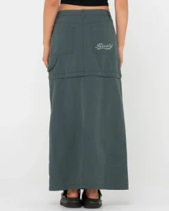 Fashion Billie Low Rise Ripstop Zip Off Maxi Skirt Womens Skirts