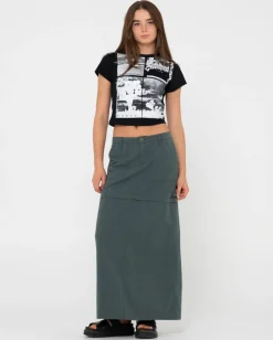 Fashion Billie Low Rise Ripstop Zip Off Maxi Skirt Womens Skirts