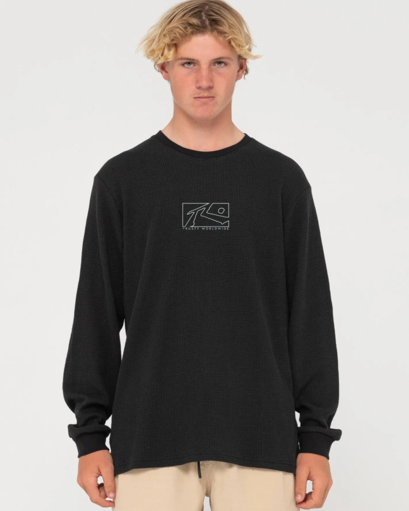 Shop Boxed Out Waffle Long Sleeve Tee Mens Tees