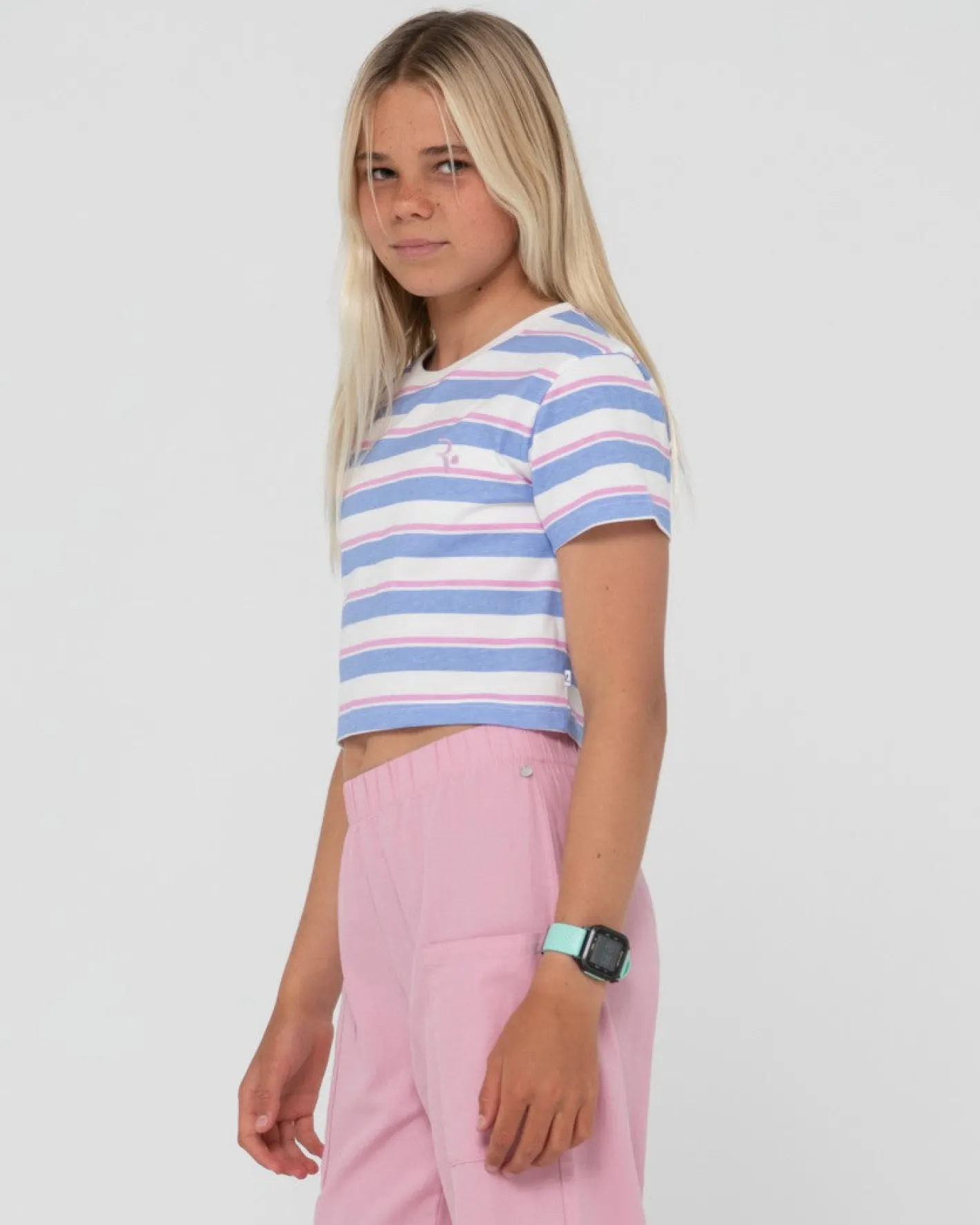 Cheap Camila Stripe Cropped Teee Girls Kids Tops