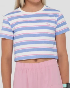 Cheap Camila Stripe Cropped Teee Girls Kids Tops