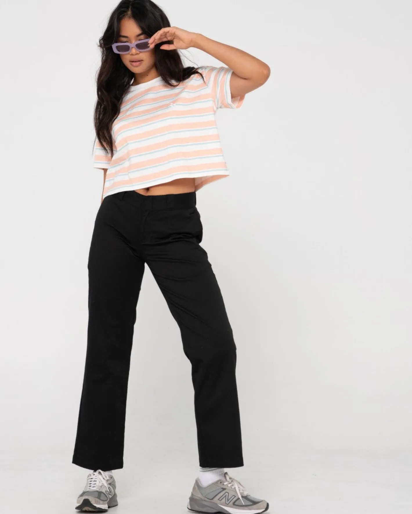 Store Camila Stripe Relaxed Crop Tee Womens Tees & Tanks
