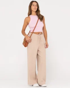 Hot Carolina High Waisted Relaxed Fit Linen Pant Womens Pants