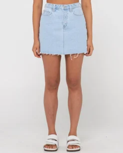 Cheap Celeste High Waisted Frayed Denim Skirt Womens Denim
