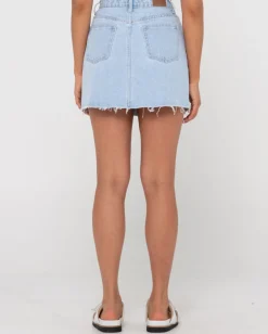 Cheap Celeste High Waisted Frayed Denim Skirt Womens Denim