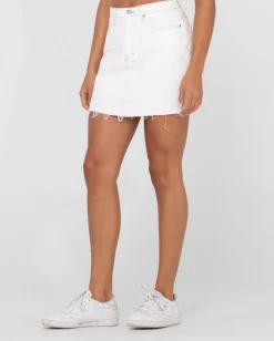 New Celeste High Waisted Frayed Denim Skirt Womens Skirts