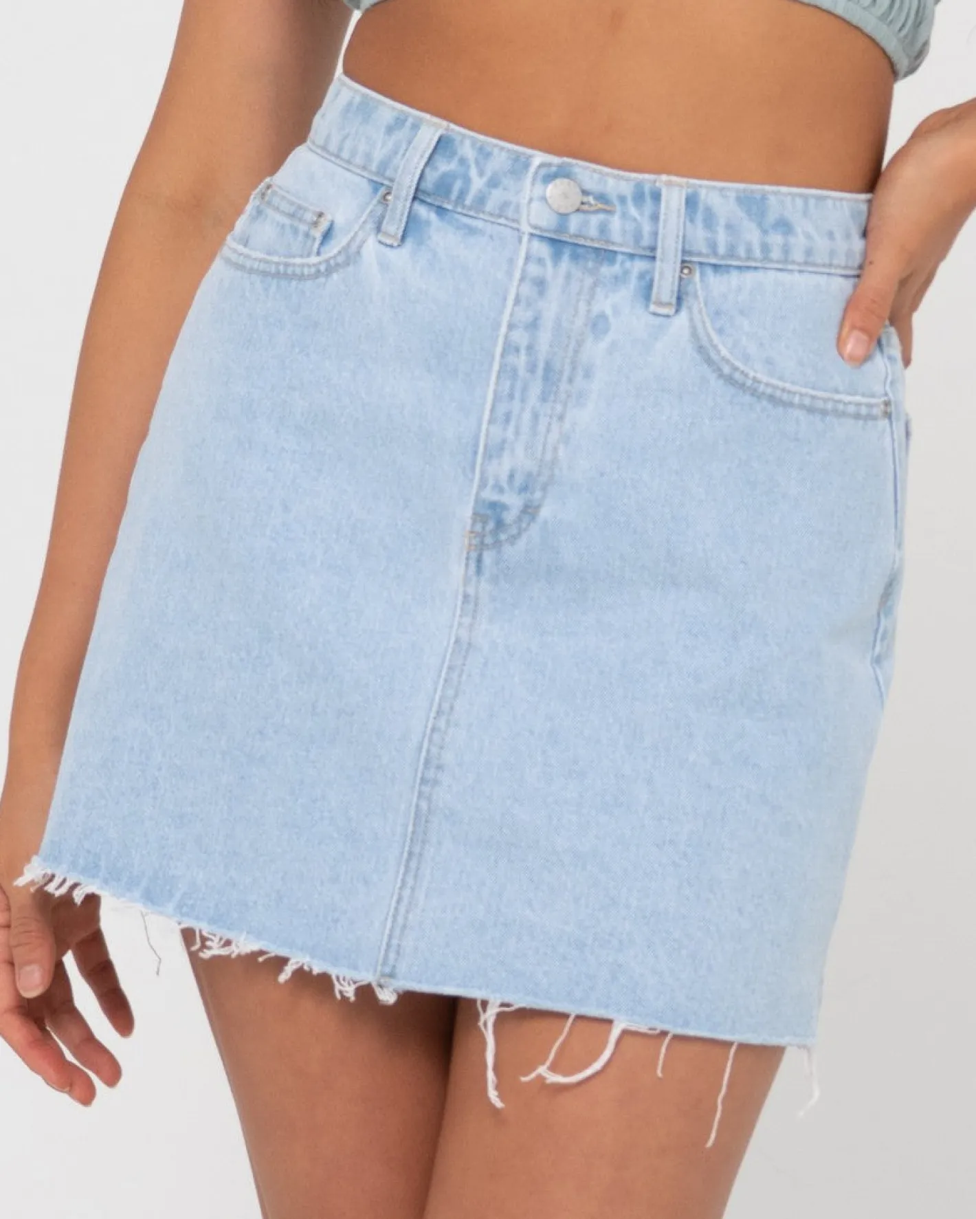 Flash Sale Celeste High Waisted Frayed Denim Skirt Womens Skirts