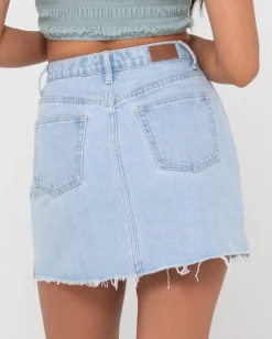 Cheap Celeste High Waisted Frayed Denim Skirt Womens Denim