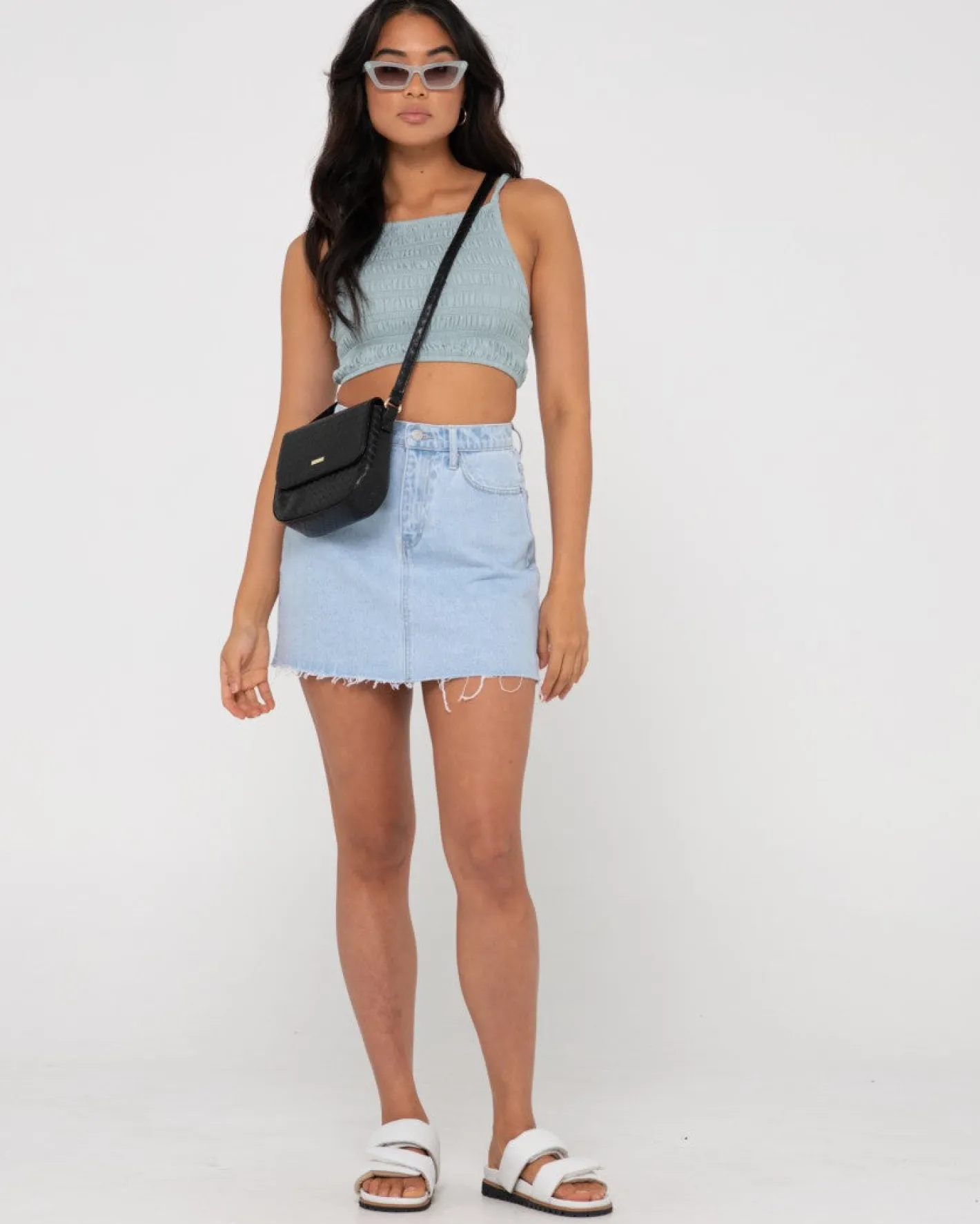 Flash Sale Celeste High Waisted Frayed Denim Skirt Womens Skirts