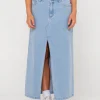 New Celeste Low Rise Denim Maxi Skirt Womens Skirts
