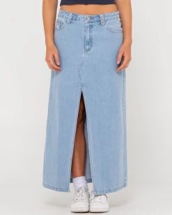 New Celeste Low Rise Denim Maxi Skirt Womens Skirts