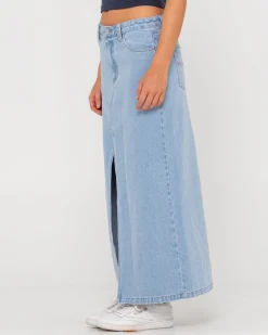 New Celeste Low Rise Denim Maxi Skirt Womens Skirts