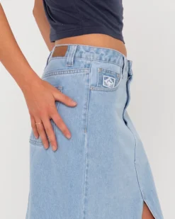 New Celeste Low Rise Denim Maxi Skirt Womens Skirts