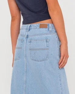New Celeste Low Rise Denim Maxi Skirt Womens Skirts