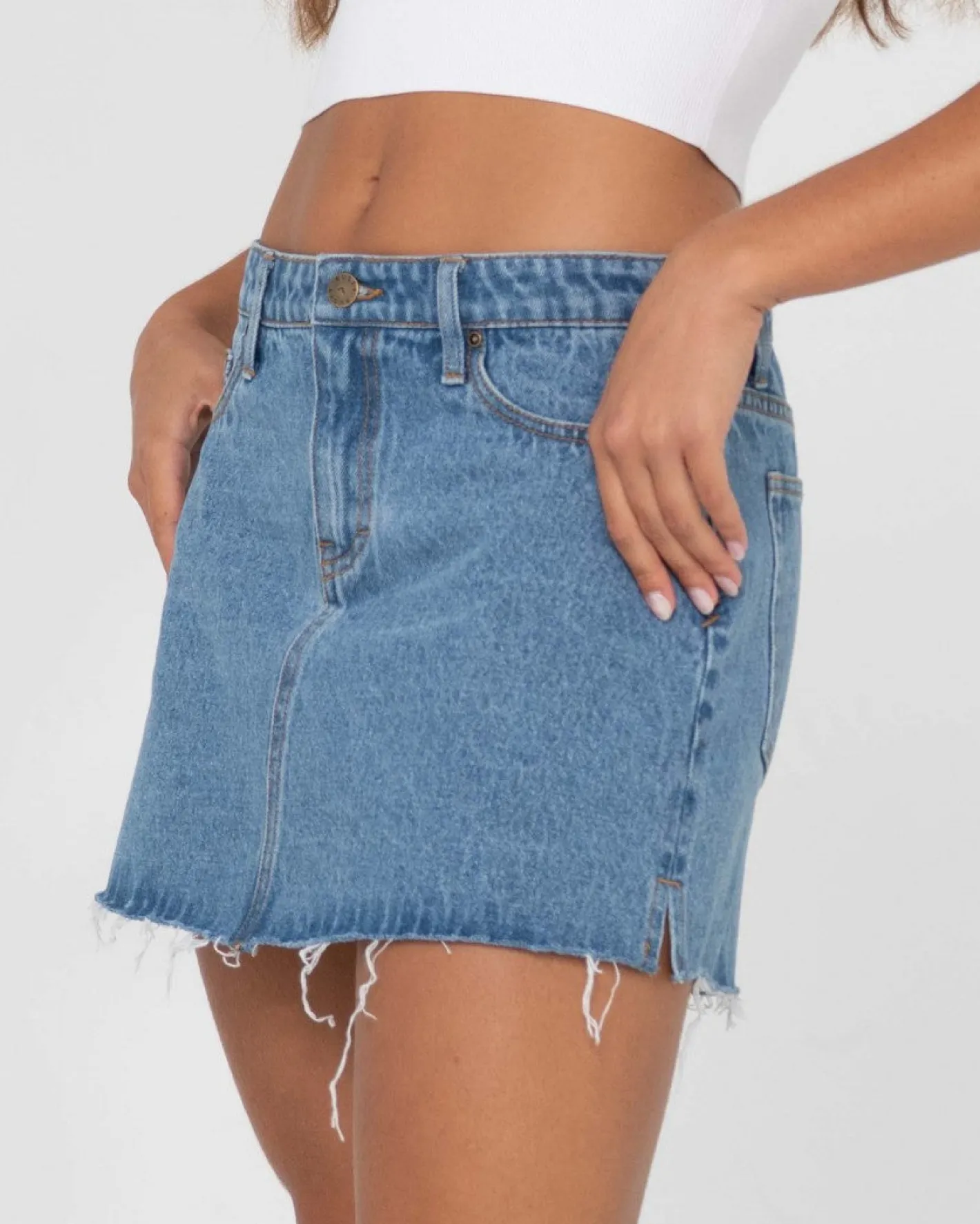 Cheap Celeste Low Rise Denim Mini Skirt Womens Skirts