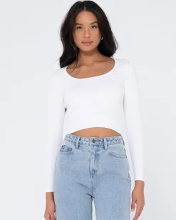 Discount Charis Low Neckline Long Sleeve Knit Top Womens Fashion Tops