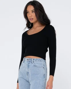 Shop Charis Low Neckline Long Sleeve Knit Top Womens Fashion Tops
