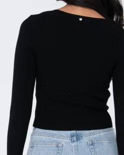 Shop Charis Low Neckline Long Sleeve Knit Top Womens Fashion Tops