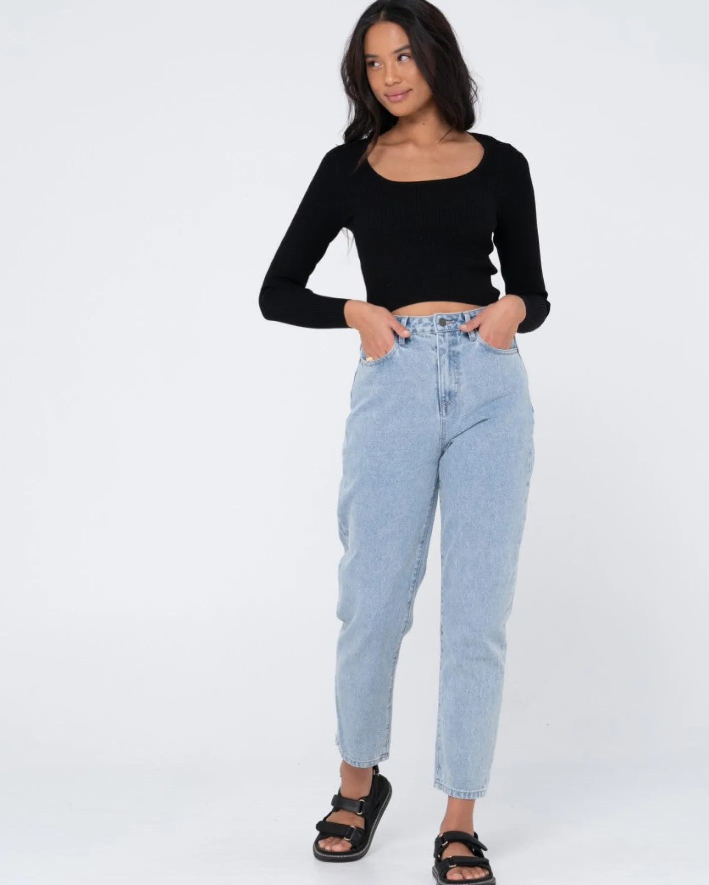 Shop Charis Low Neckline Long Sleeve Knit Top Womens Fashion Tops