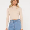 Shop Charis Mock Neck Long Sleeve Knit Top Womens Fashion Tops