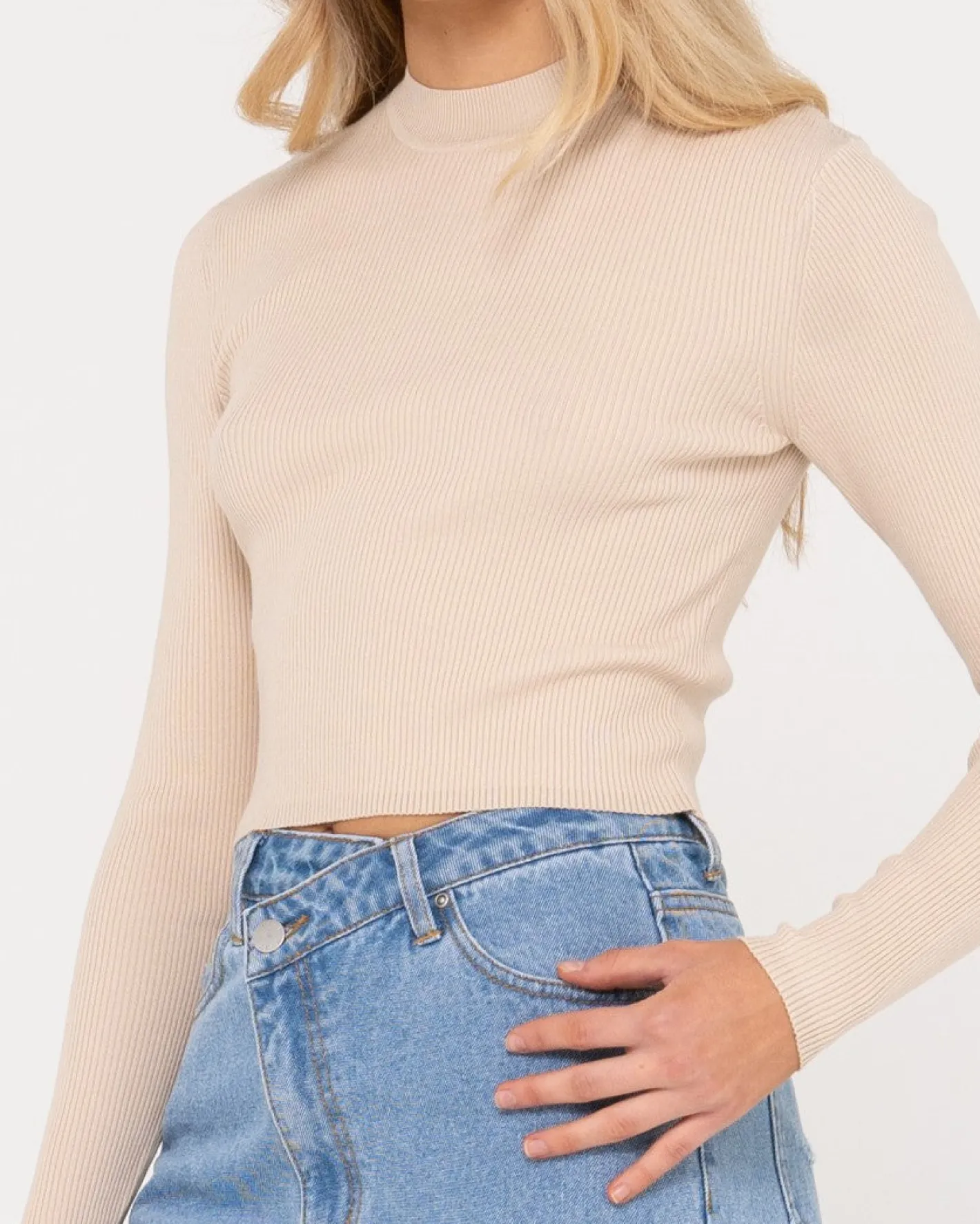 Shop Charis Mock Neck Long Sleeve Knit Top Womens Fashion Tops