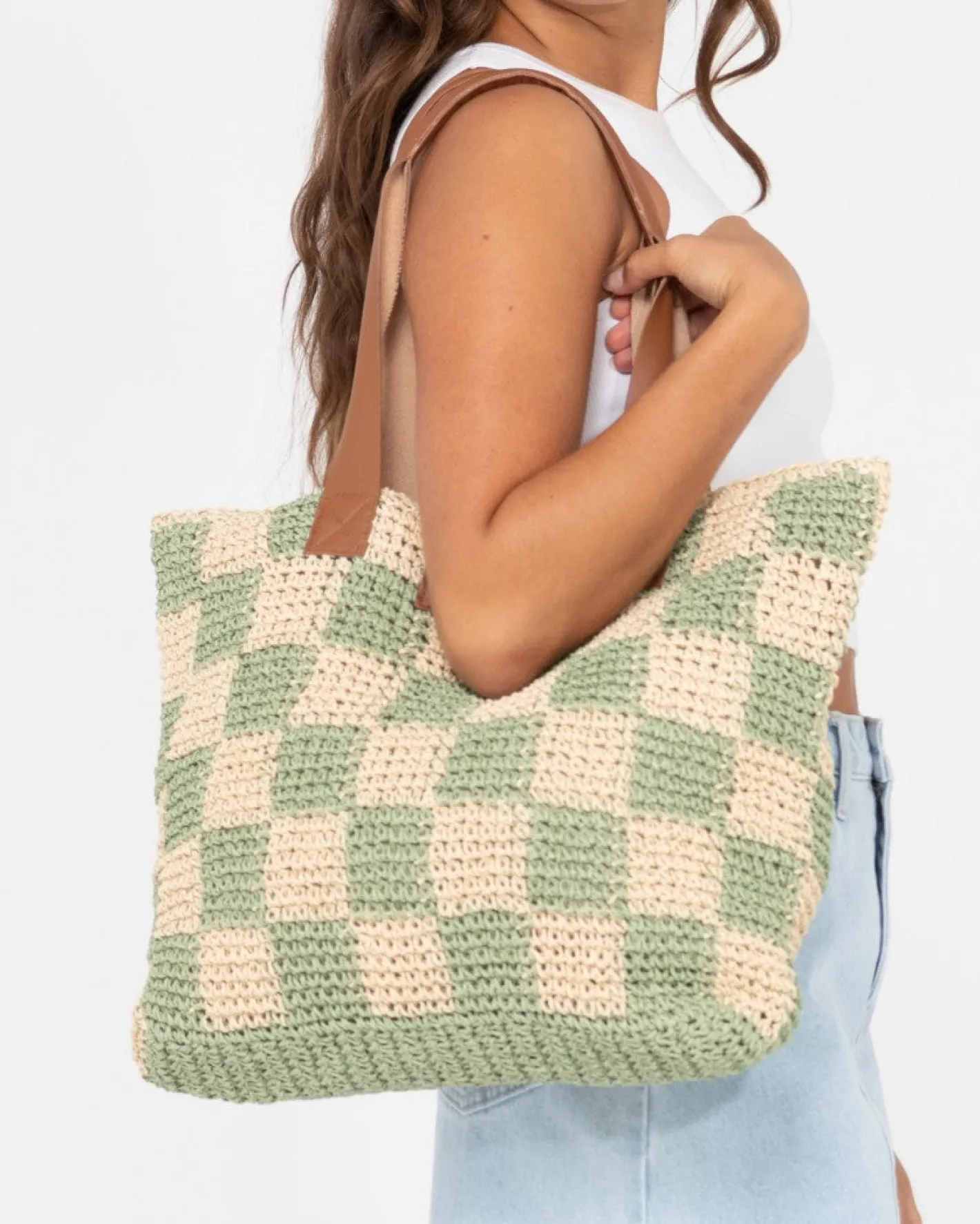 Fashion Checkmate Straw Beach Bag Womens Bags & Handbags