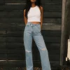 Online Chloe High Waisted Distressed Straight Jean Womens Pants