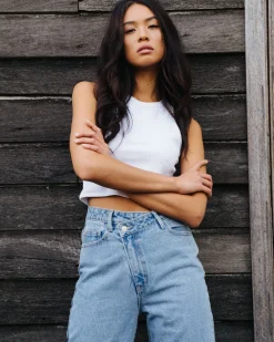 Online Chloe High Waisted Distressed Straight Jean Womens Pants