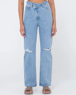 Online Chloe High Waisted Distressed Straight Jean Womens Pants