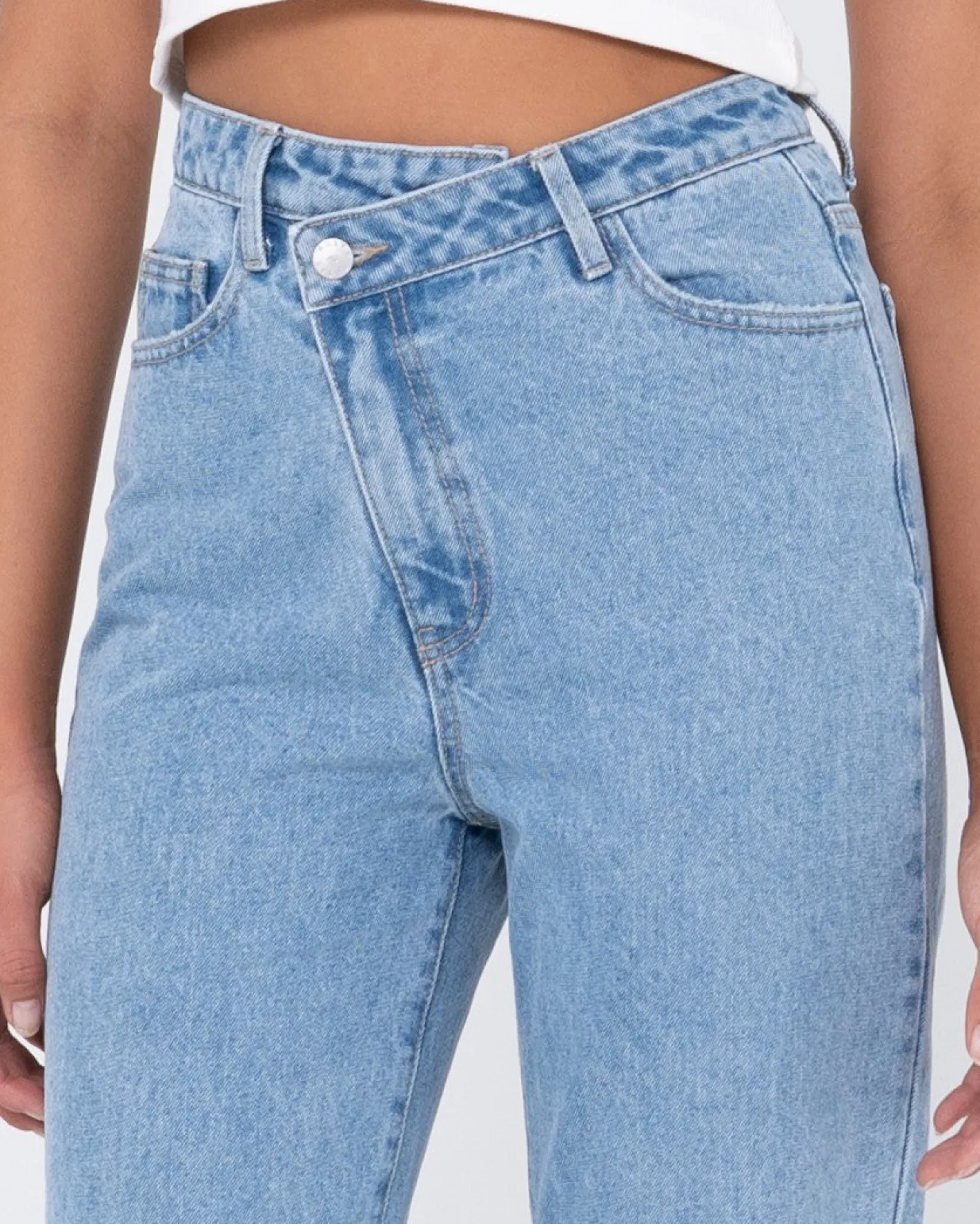 Shop Chloe High Waisted Distressed Straight Jean Womens Denim