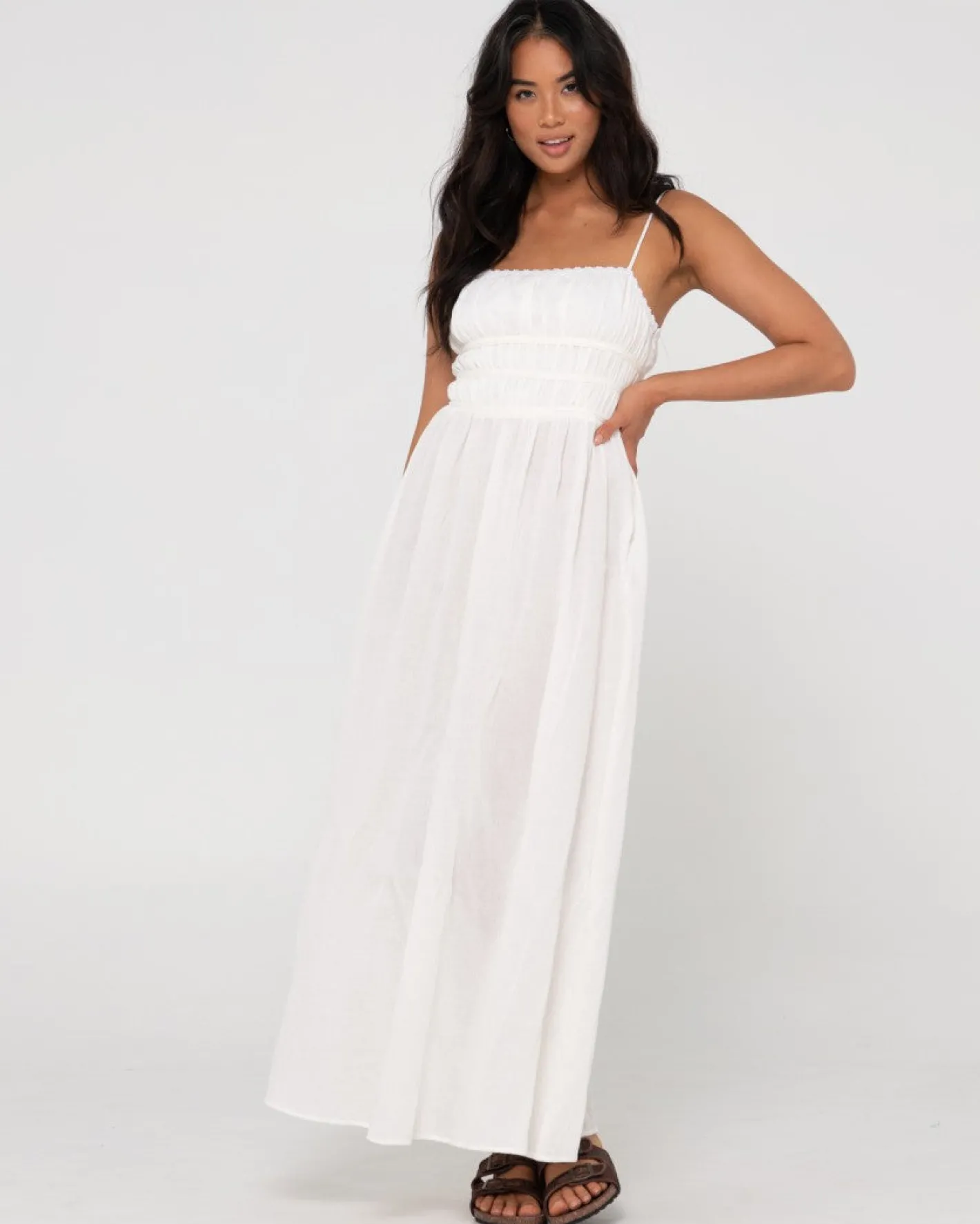 Store Coco Shirred Maxi Dress Womens Maxi Dresses