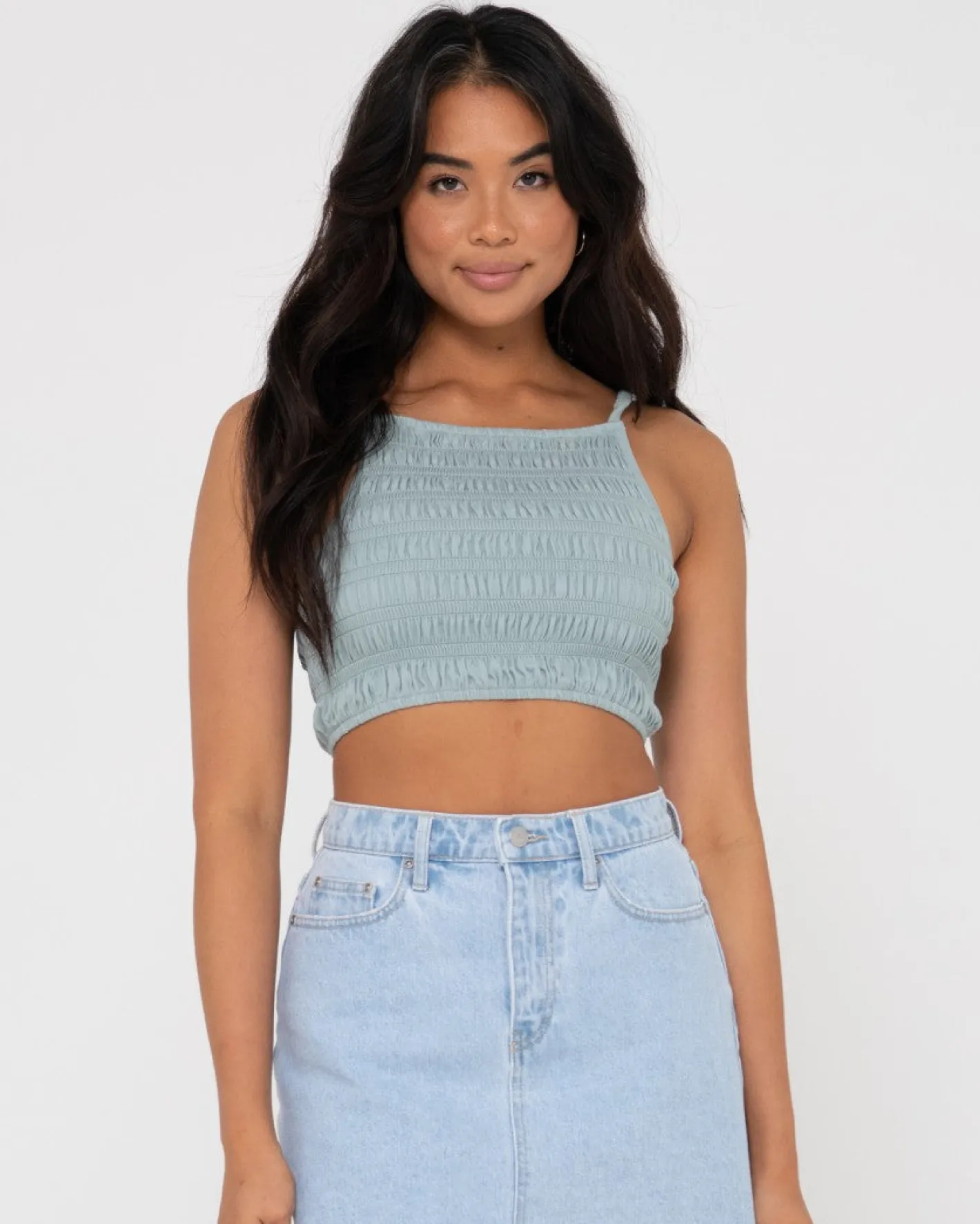 Hot Danielle Shirring Crop Top Womens Fashion Tops