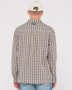 Outlet Datsun Relaxed Check Long Sleeve Shirt Mens Shirts