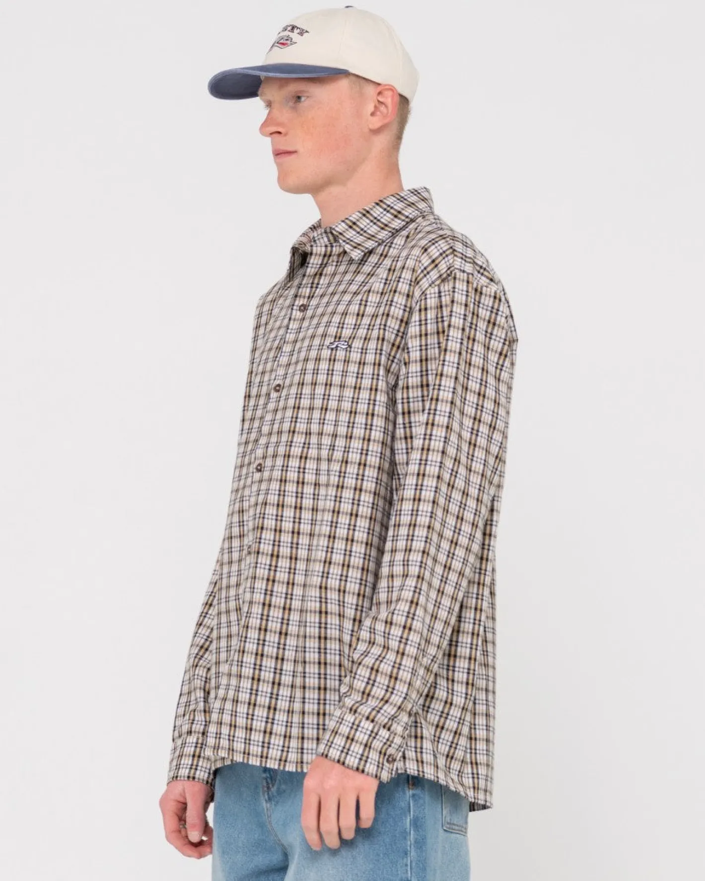 Outlet Datsun Relaxed Check Long Sleeve Shirt Mens Shirts