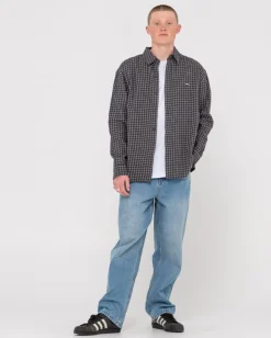 Discount Datsun Relaxed Check Long Sleeve Shirt Mens Shirts