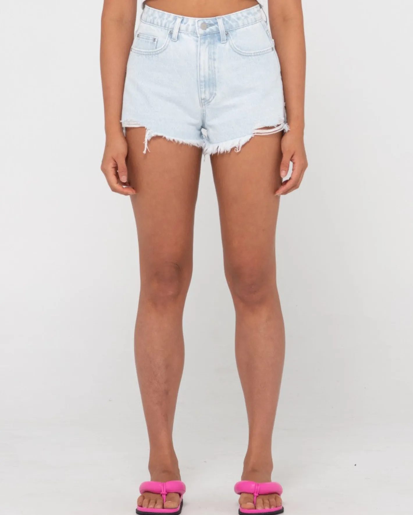 Cheap Dime High Waisted Frayed Denim Short Womens Denim