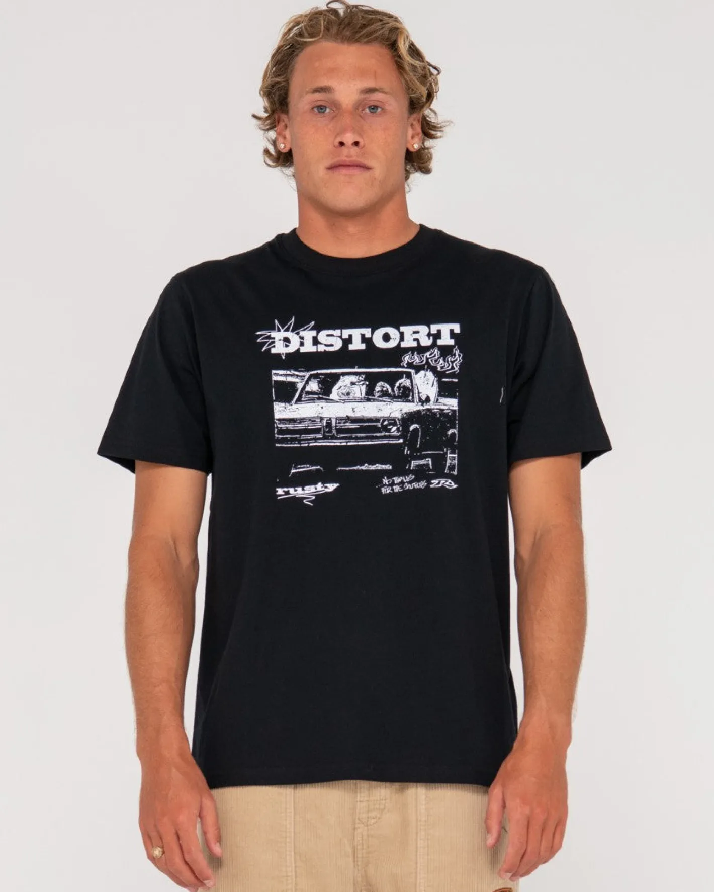 Cheap Distort Short Sleeve Graphic Tee Mens Tees
