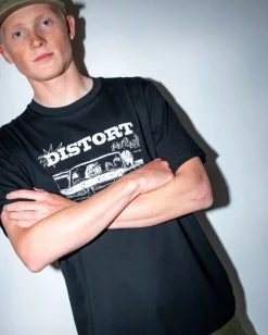 Cheap Distort Short Sleeve Graphic Tee Mens Tees